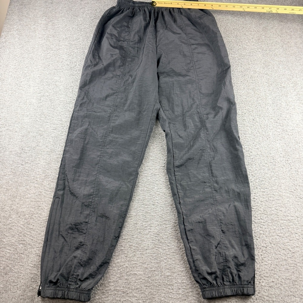 Reebok VINTAGE Black Nylon‎ Track Pants Women's Medium Windbreaker Joggers